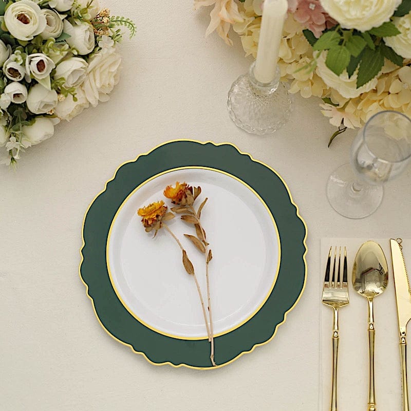 10 Round Plastic Dessert Plates With Blossom Design - Disposable Tableware