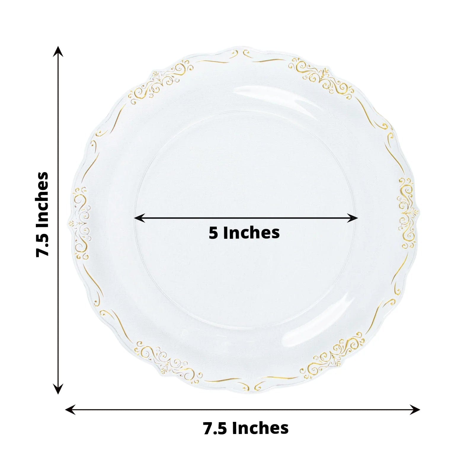 10 Round Plastic Salad and Dinner Plates with Embossed Scalloped Rim - Disposable Tableware