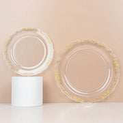 10 Round Plastic Salad and Dinner Plates with Embossed Scalloped Rim - Disposable Tableware