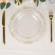 10 Round Plastic Salad and Dinner Plates with Embossed Scalloped Rim - Disposable Tableware