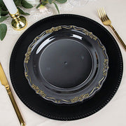 10 Round Plastic Salad and Dinner Plates with Embossed Scalloped Rim - Disposable Tableware