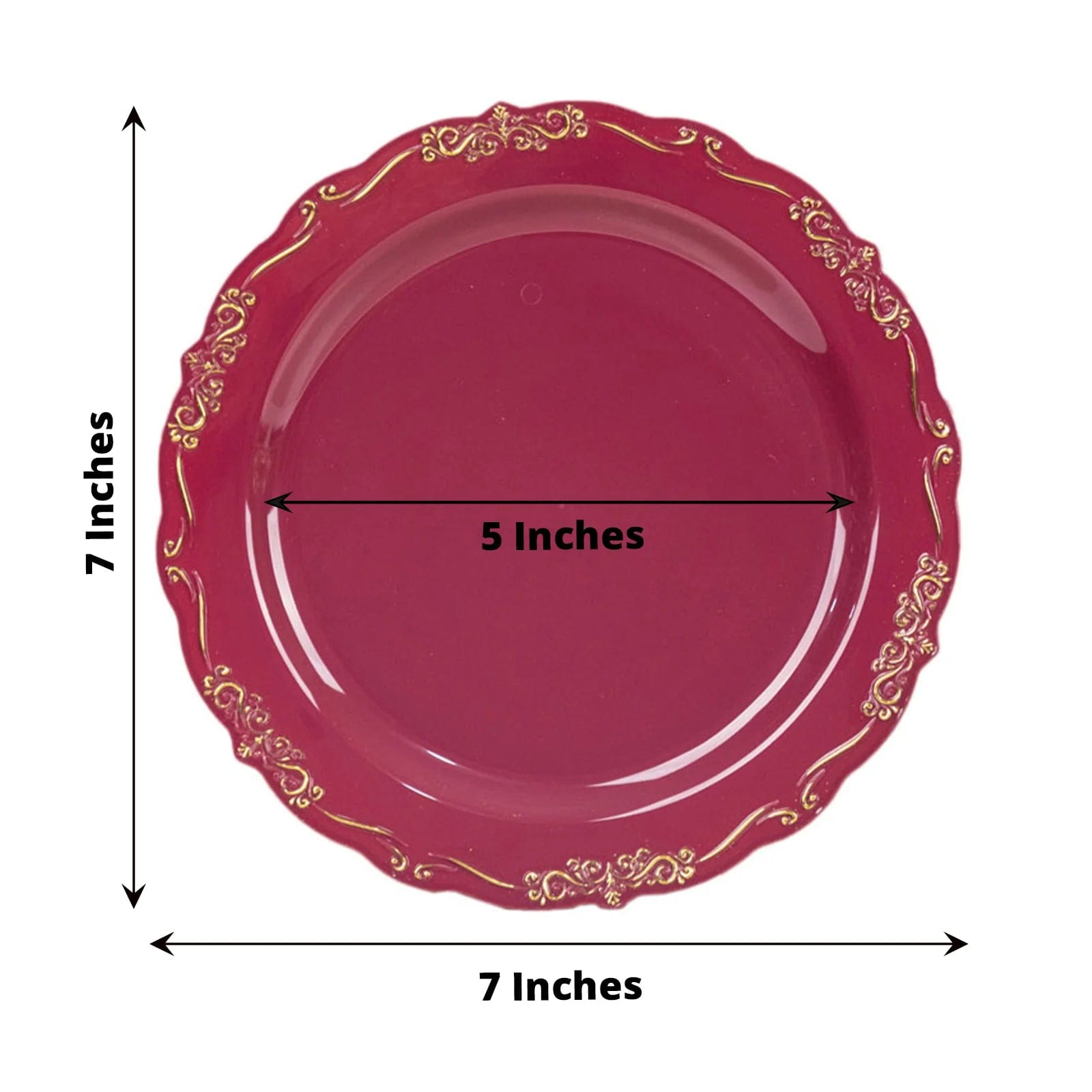 10 Round Plastic Salad and Dinner Plates with Embossed Scalloped Rim - Disposable Tableware