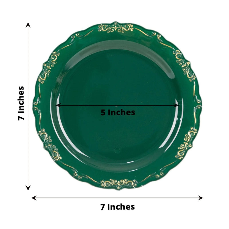 10 Round Plastic Salad and Dinner Plates with Embossed Scalloped Rim - Disposable Tableware