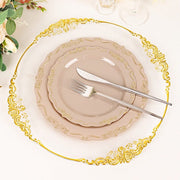 10 Round Plastic Salad and Dinner Plates with Embossed Scalloped Rim - Disposable Tableware