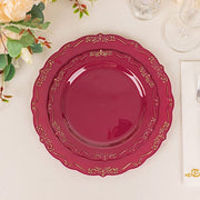 10 Round Plastic Salad and Dinner Plates with Embossed Scalloped Rim - Disposable Tableware