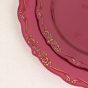 10 Round Plastic Salad and Dinner Plates with Embossed Scalloped Rim - Disposable Tableware