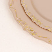 10 Round Plastic Salad and Dinner Plates with Embossed Scalloped Rim - Disposable Tableware