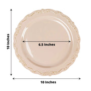 10 Round Plastic Salad and Dinner Plates with Embossed Scalloped Rim - Disposable Tableware