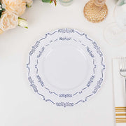 10 Round Plastic Salad and Dinner Plates with Embossed Scalloped Rim - Disposable Tableware