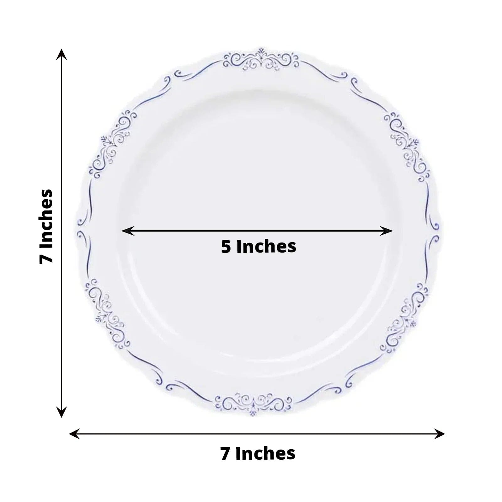 10 Round Plastic Salad and Dinner Plates with Embossed Scalloped Rim - Disposable Tableware