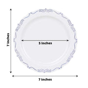 10 Round Plastic Salad and Dinner Plates with Embossed Scalloped Rim - Disposable Tableware