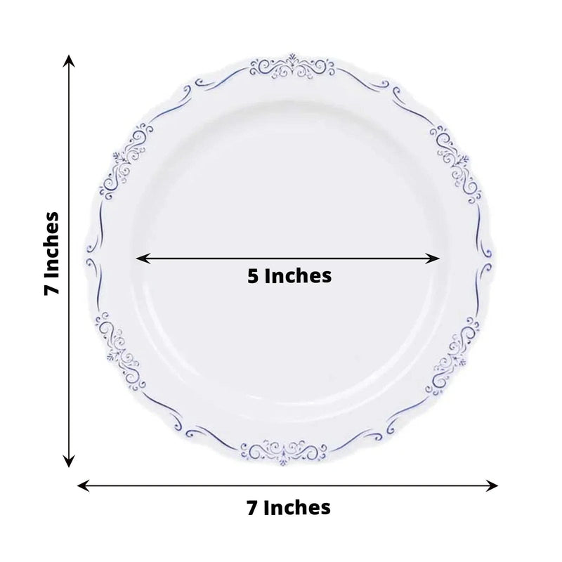 10 Round Plastic Salad and Dinner Plates with Embossed Scalloped Rim - Disposable Tableware