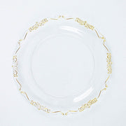 10 Round Plastic Salad and Dinner Plates with Embossed Scalloped Rim - Disposable Tableware DSP_PLR0024_10_CLGD