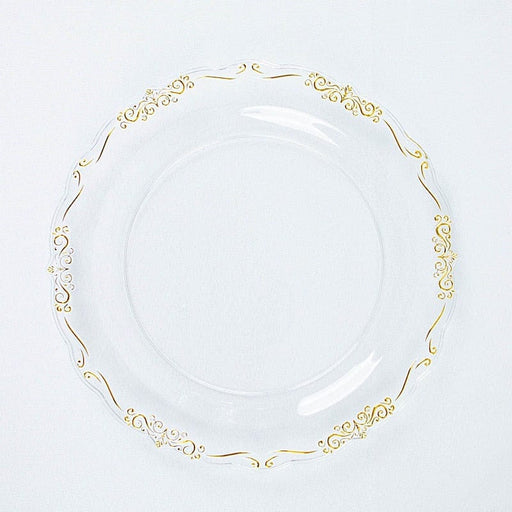 10 Round Plastic Salad and Dinner Plates with Embossed Scalloped Rim - Disposable Tableware DSP_PLR0024_7_CLGD