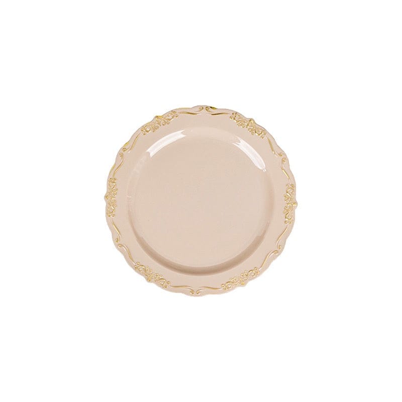 10 Round Plastic Salad and Dinner Plates with Embossed Scalloped Rim - Disposable Tableware DSP_PLR0024_7_TAUGD