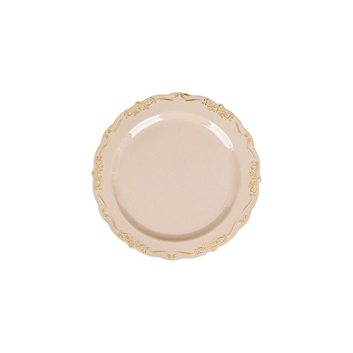 10 Round Plastic Salad and Dinner Plates with Embossed Scalloped Rim - Disposable Tableware DSP_PLR0024_7_TAUGD