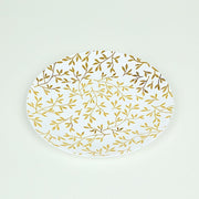 10 Round Plastic Salad Dessert Plates with Gold Leaf Design - White DSP_PLR0035_8_WHGD