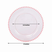10 Round Plastic Salad Dinner Plates with Beaded Rim - Disposable Tableware