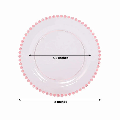 10 Round Plastic Salad Dinner Plates with Beaded Rim - Disposable Tableware