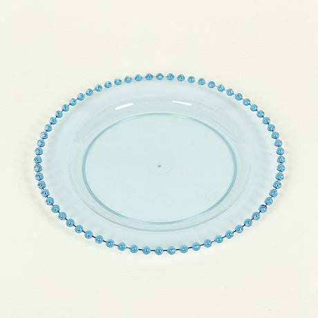 10 Round Plastic Salad Dinner Plates with Beaded Rim - Disposable Tableware