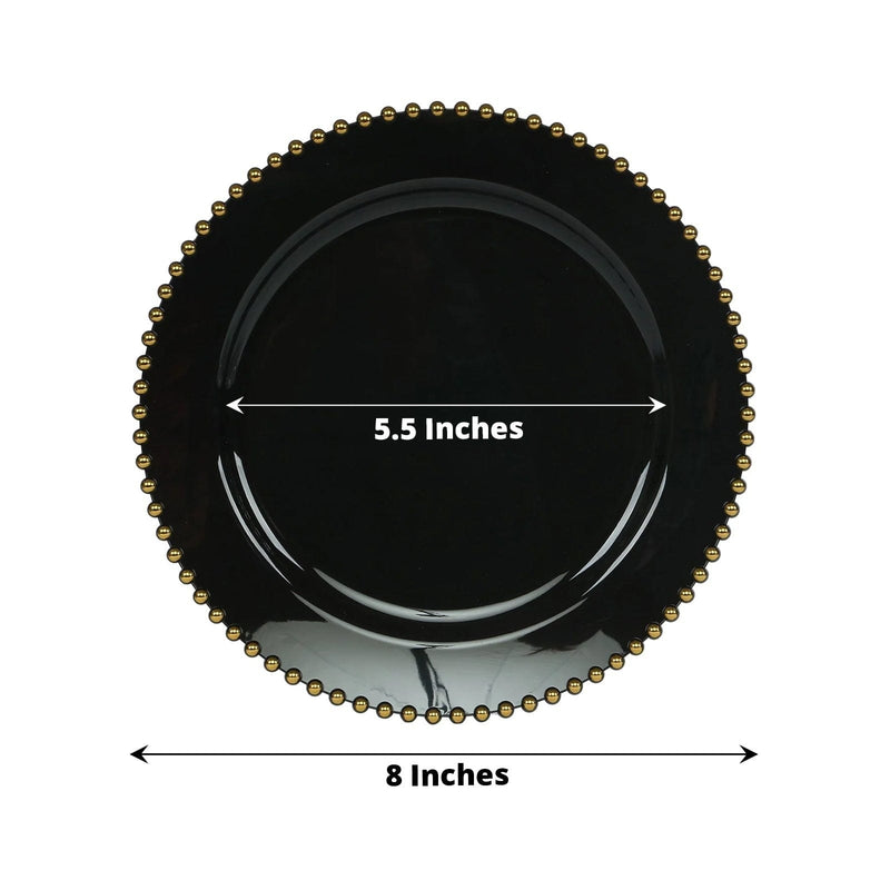 10 Round Plastic Salad Dinner Plates with Beaded Rim - Disposable Tableware
