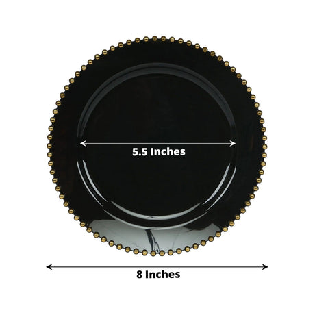 10 Round Plastic Salad Dinner Plates with Beaded Rim - Disposable Tableware