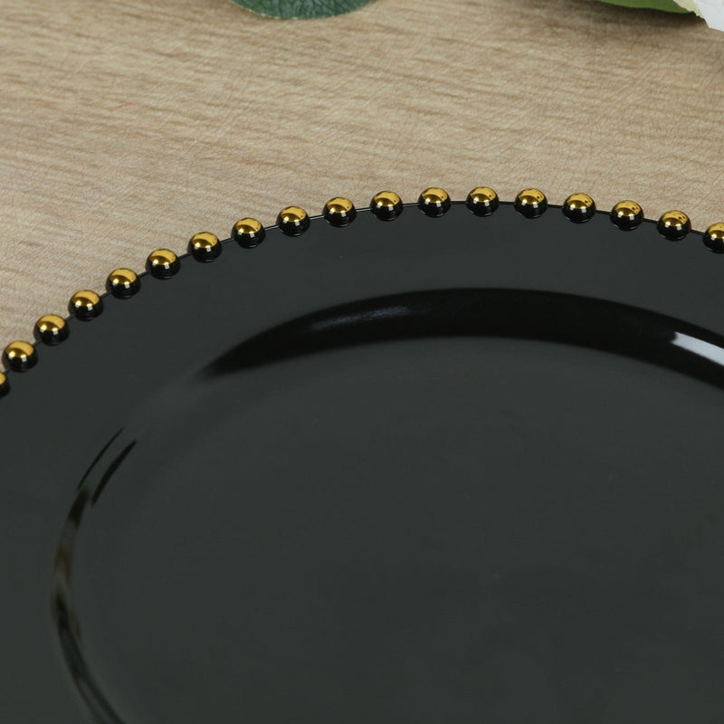 10 Round Plastic Salad Dinner Plates with Beaded Rim - Disposable Tableware