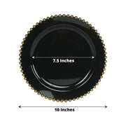 10 Round Plastic Salad Dinner Plates with Beaded Rim - Disposable Tableware