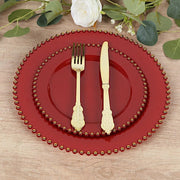10 Round Plastic Salad Dinner Plates with Beaded Rim - Disposable Tableware