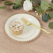 10 Round Plastic Salad Dinner Plates with Beaded Rim - Disposable Tableware