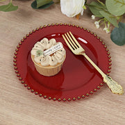 10 Round Plastic Salad Dinner Plates with Beaded Rim - Disposable Tableware