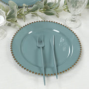 10 Round Plastic Salad Dinner Plates with Beaded Rim - Disposable Tableware