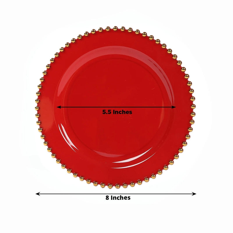 10 Round Plastic Salad Dinner Plates with Beaded Rim - Disposable Tableware