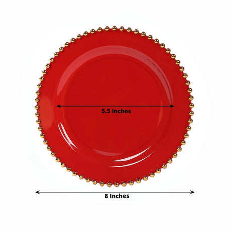 10 Round Plastic Salad Dinner Plates with Beaded Rim - Disposable Tableware