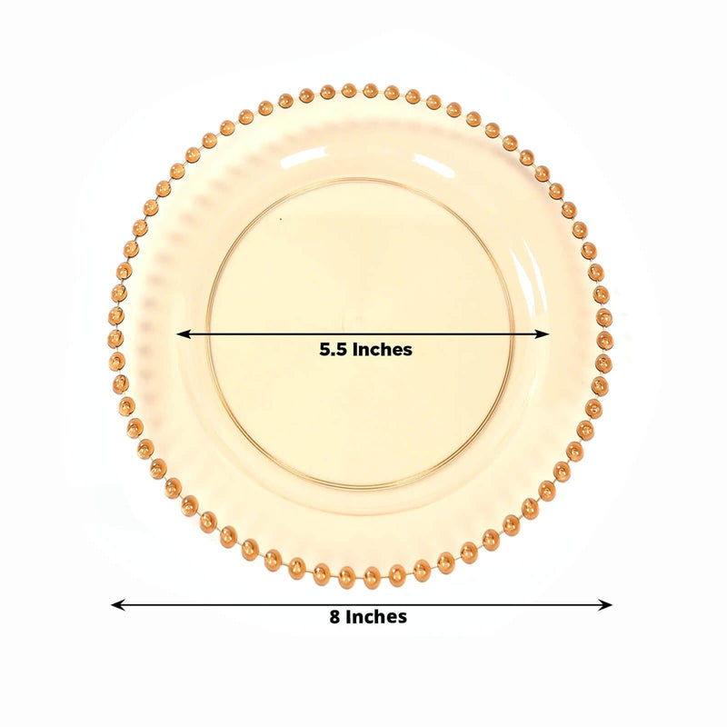 10 Round Plastic Salad Dinner Plates with Beaded Rim - Disposable Tableware