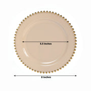 10 Round Plastic Salad Dinner Plates with Beaded Rim - Disposable Tableware
