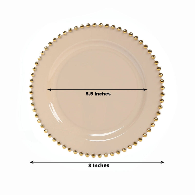 10 Round Plastic Salad Dinner Plates with Beaded Rim - Disposable Tableware