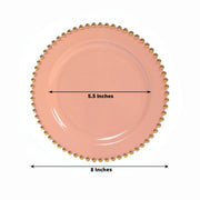 10 Round Plastic Salad Dinner Plates with Beaded Rim - Disposable Tableware