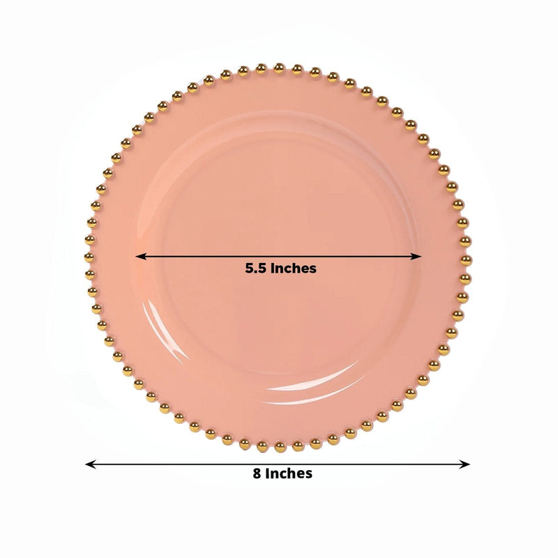 10 Round Plastic Salad Dinner Plates with Beaded Rim - Disposable Tableware