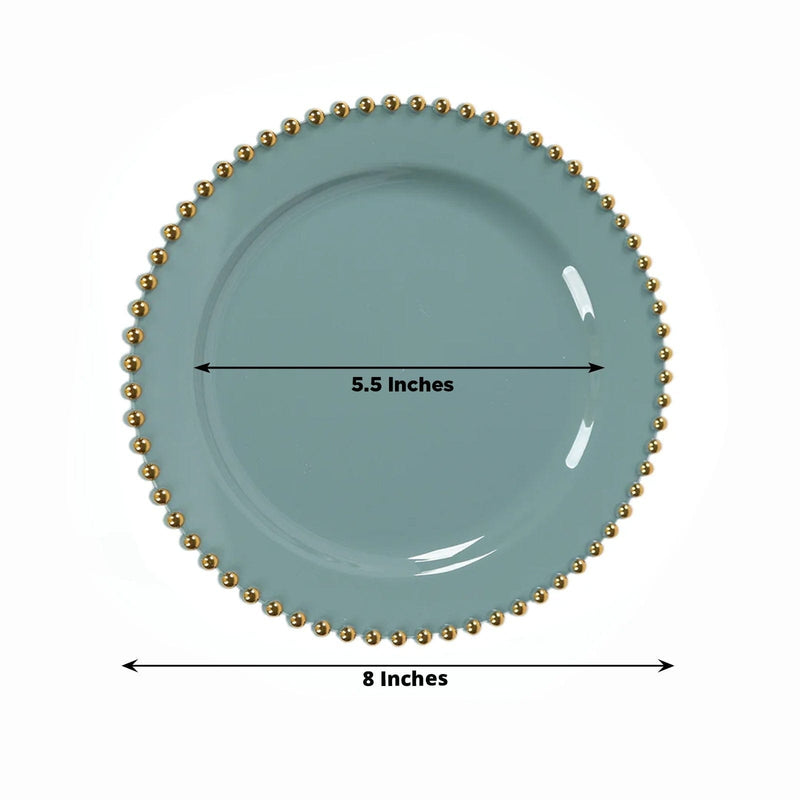 10 Round Plastic Salad Dinner Plates with Beaded Rim - Disposable Tableware