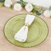 10 Round Plastic Salad Dinner Plates with Beaded Rim - Disposable Tableware