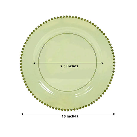 10 Round Plastic Salad Dinner Plates with Beaded Rim - Disposable Tableware