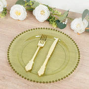 10 Round Plastic Salad Dinner Plates with Beaded Rim - Disposable Tableware