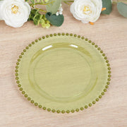 10 Round Plastic Salad Dinner Plates with Beaded Rim - Disposable Tableware