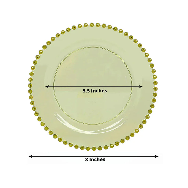 10 Round Plastic Salad Dinner Plates with Beaded Rim - Disposable Tableware