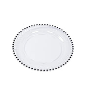 10 Round Plastic Salad Dinner Plates with Beaded Rim - Disposable Tableware