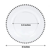 10 Round Plastic Salad Dinner Plates with Beaded Rim - Disposable Tableware