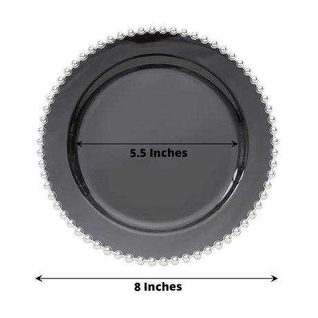10 Round Plastic Salad Dinner Plates with Beaded Rim - Disposable Tableware