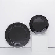 10 Round Plastic Salad Dinner Plates with Beaded Rim - Disposable Tableware