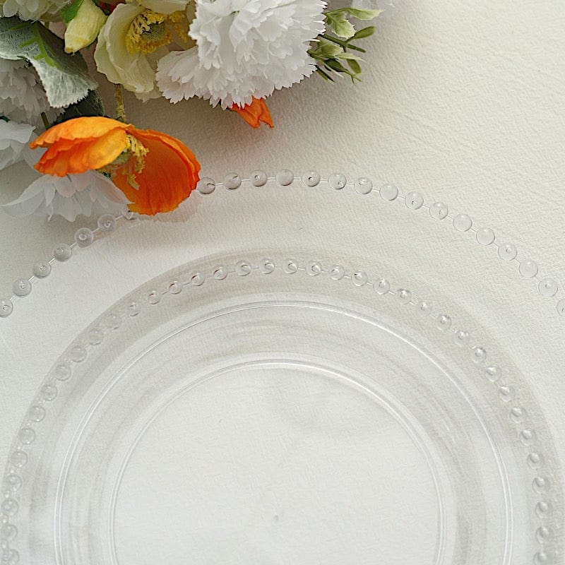 10 Round Plastic Salad Dinner Plates with Beaded Rim - Disposable Tableware